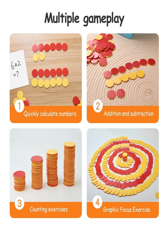 stochastic box Counters for Kids Math 800 pcs Plastic Two-Color Red and Yellow Counter,Double Sided Counters Educational Toys to Help Kids Learn - Image 3